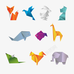卡通动物折纸素材