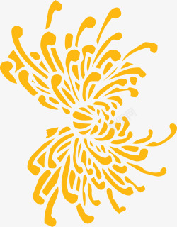 黄色创意分层菊花素材