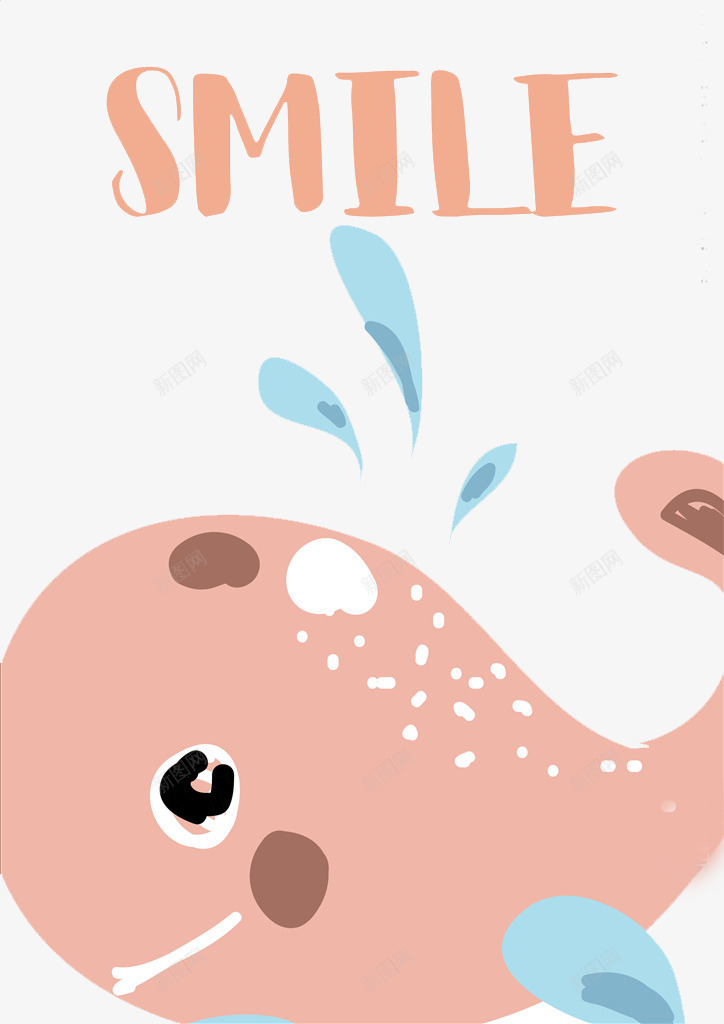 粉红色小鲸鱼png免抠素材_88icon https://88icon.com 卡通手绘 可爱 喷水 大海 粉红色鲸鱼 蓝色的水滴