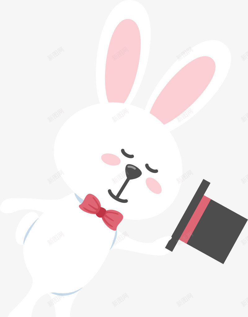 复活节害羞的兔子png免抠素材_88icon https://88icon.com 可爱兔子 复活节 害羞的兔子 开心 白色兔子 黑色帽子
