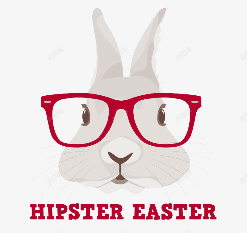 戴红色眼镜框的兔子头像png免抠素材_88icon https://88icon.com 兔子 卡通 戴眼镜