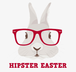 戴红色眼镜框的兔子头像素材
