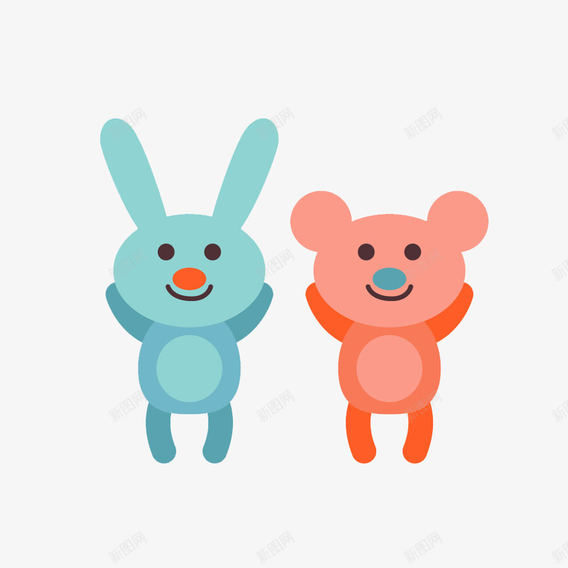 可爱兔子小熊玩偶png免抠素材_88icon https://88icon.com 兔子 小熊 扁平 玩偶 玩具