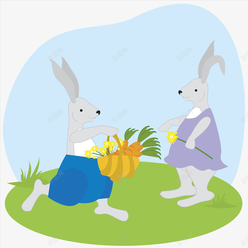 两只小兔子png免抠素材_88icon https://88icon.com 儿童读物插画 兔子友谊 卡通 大自然 小动物 手绘平面 野生