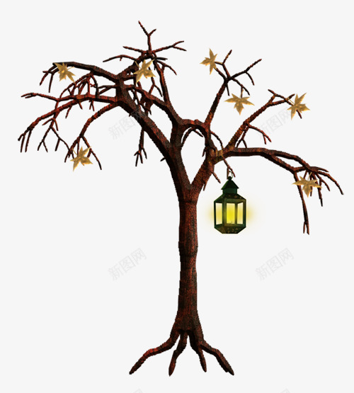 秋天枫树上的挂灯png免抠素材_88icon https://88icon.com 光晕 大树 挂灯 枫叶 秋天