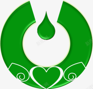 洗涤符号圆形水滴绿色翡翠图标图标