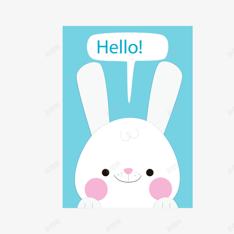 白蓝色你好兔子动物问候卡片矢量图ai免抠素材_88icon https://88icon.com 兔子 动物 卡片 白色 蓝色 蓝色卡片 问候卡片 矢量图