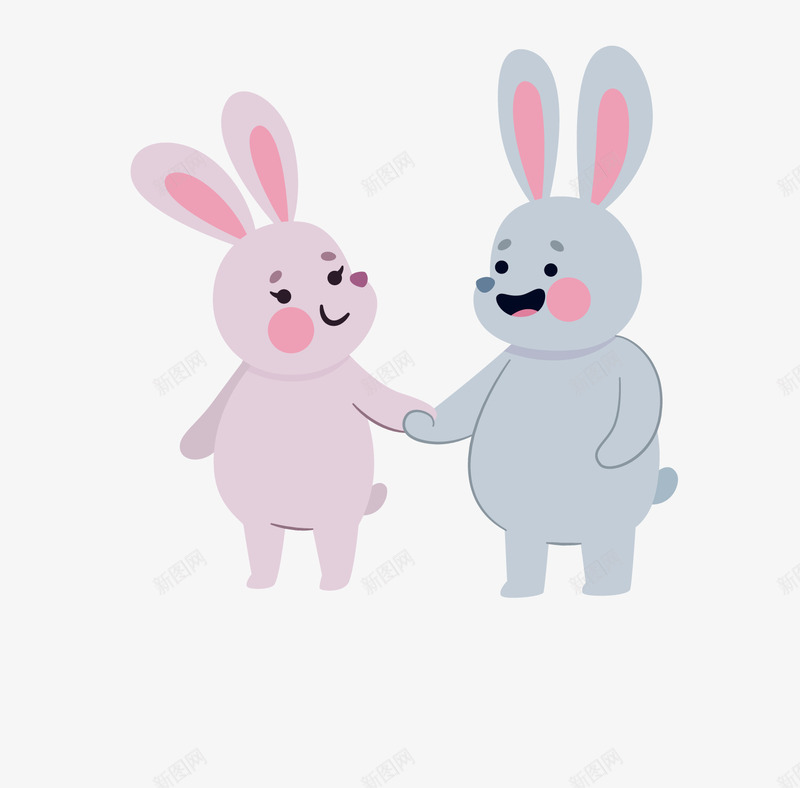 牵手的两只小兔子手绘图png免抠素材_88icon https://88icon.com 动物 卡通 可爱的 小兔子 牵手的 相恋 相爱的 简图