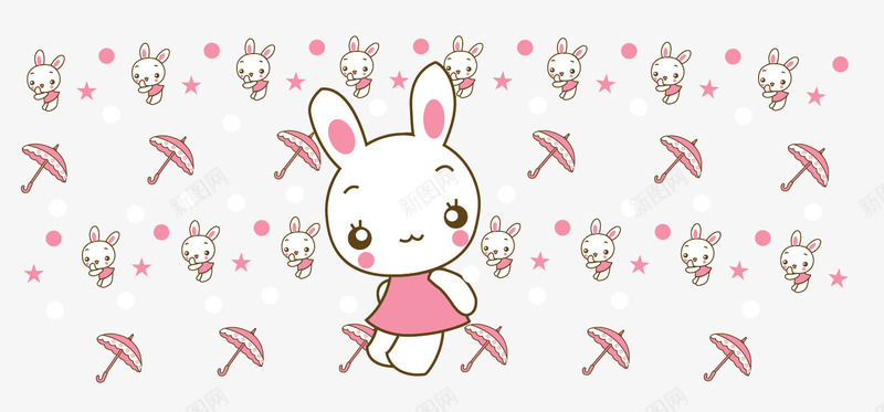 可爱小兔子装饰png免抠素材_88icon https://88icon.com 可爱布偶 可爱装饰 小兔子 小雨伞 粉红色小兔
