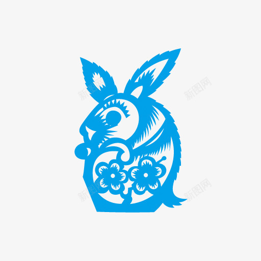 剪纸风格十二生肖兔子png免抠素材_88icon https://88icon.com 兔子 剪纸 十二生肖 风格