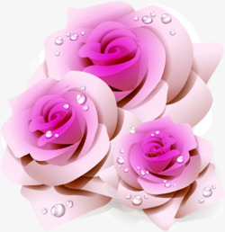 粉色手绘花朵水珠素材