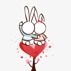 卡通情侣兔子插画矢量图素材