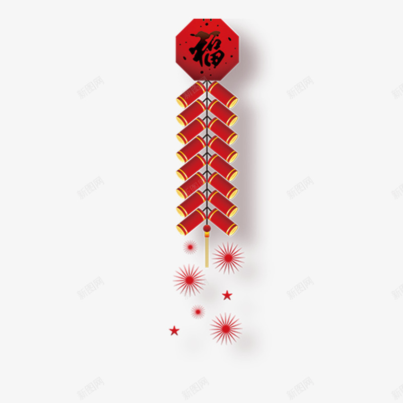 红色新年鞭炮psd免抠素材_88icon https://88icon.com 光泽 商务 新年 点燃 烟火 福字 红色 组合 阴影