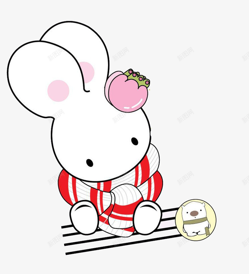 水彩兔子png免抠素材_88icon https://88icon.com 兔子 动物 卡通 可爱 围巾 小熊 手绘 水彩