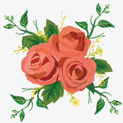 手绘玫瑰花元素矢量图素材