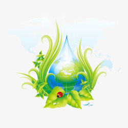 绿色植物标签绿色植物蓝色水滴标签高清图片