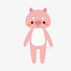 粉色小猪动物手绘矢量图素材