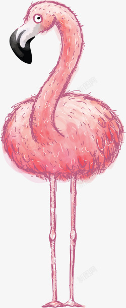 美丽卡通粉色火烈鸟矢量图素材