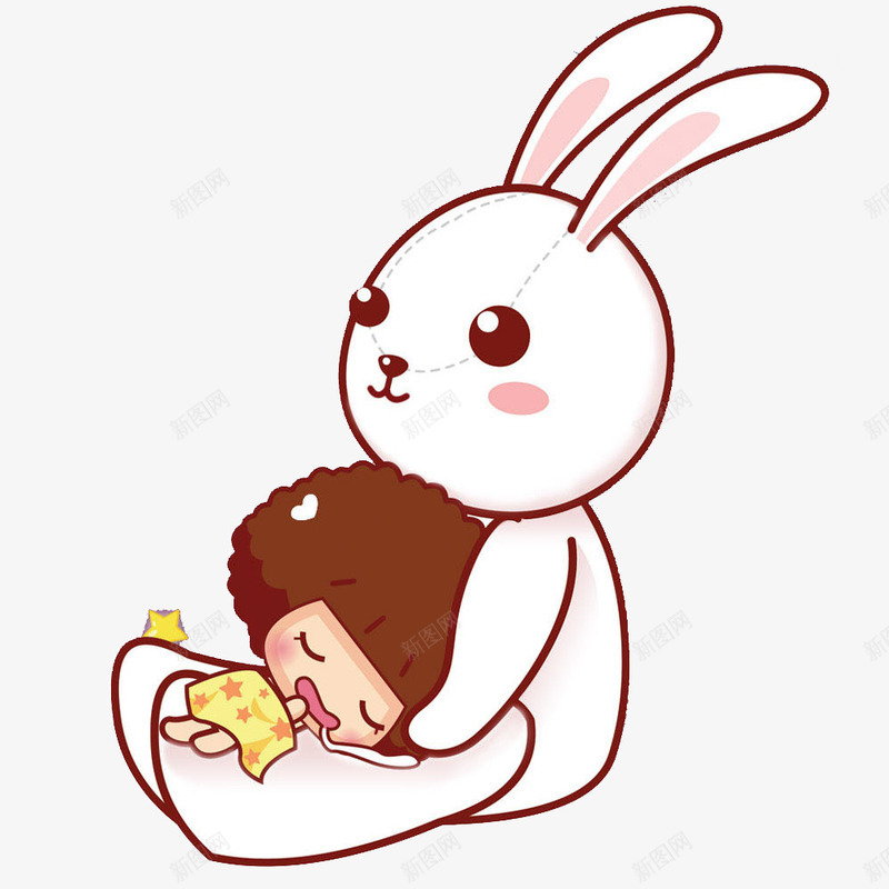 抱着睡觉小孩的兔子图案png免抠素材_88icon https://88icon.com 兔子 可爱 图案 小人 耳朵