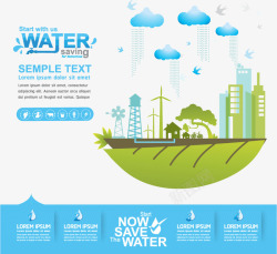 保护水资源环境保护数据化矢量图素材