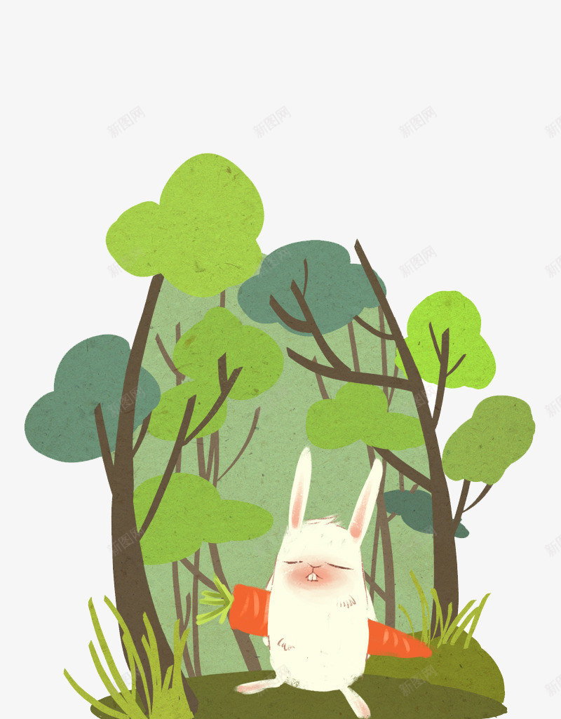 森林小兔子png免抠素材_88icon https://88icon.com 儿童插画 卡通 卡通元素 小兔子 故事插画 森林