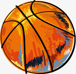 手绘橙色篮球素材