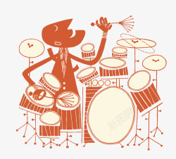 卡通装饰插图鼓手表演素材