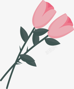 浪漫可爱粉红玫瑰矢量图素材