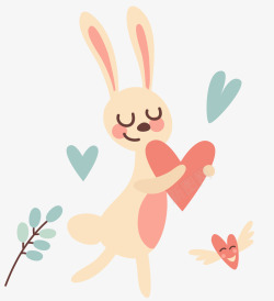 抱着爱心的兔子矢量图素材