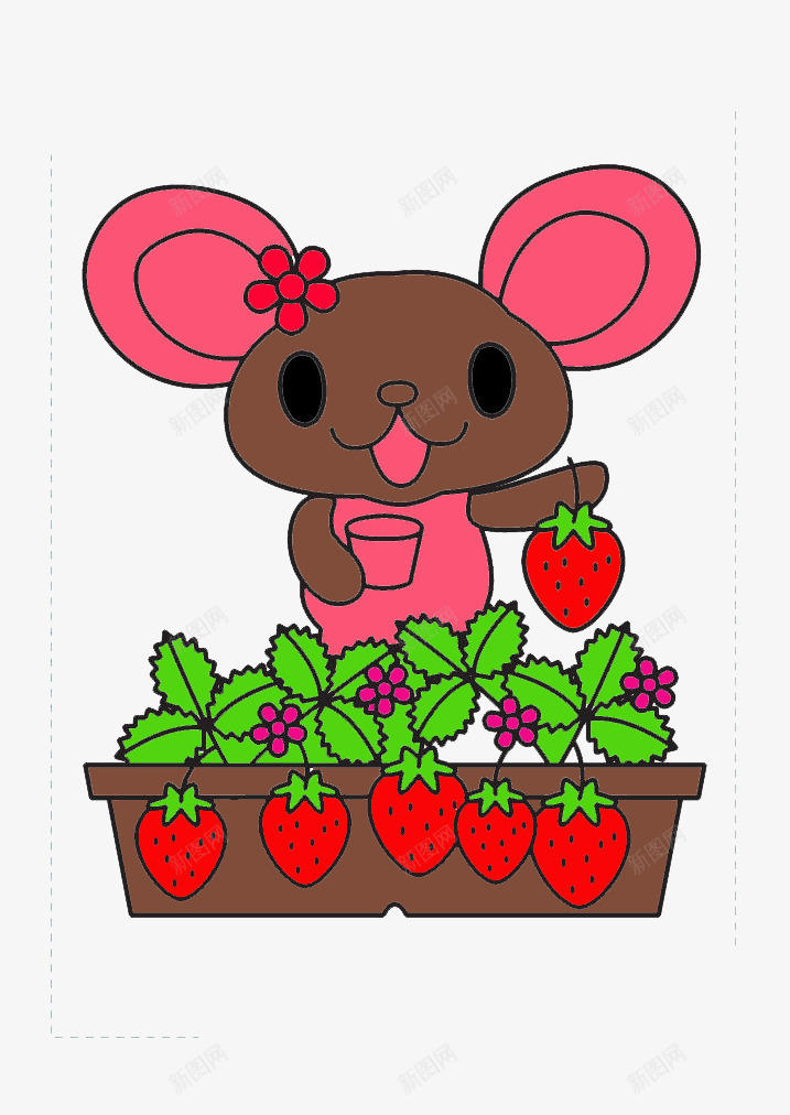 小兔子摘草莓png免抠素材_88icon https://88icon.com 卡通 小兔子 手绘 摘草莓 草莓