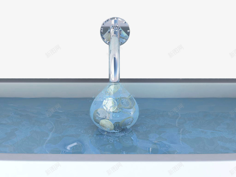 蓝色水管排水png免抠素材_88icon https://88icon.com 排水 水池 水滴 水管 蓝色