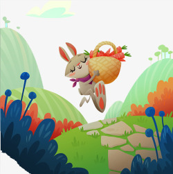 开心的兔子卡通背景素材