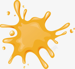 黄色橙汁水珠手绘工艺修饰矢量图素材
