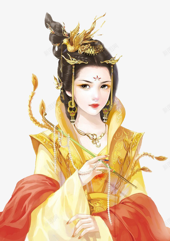 古代女子png免抠素材_88icon https://88icon.com 半身图片 古装 女皇 女装 黄色