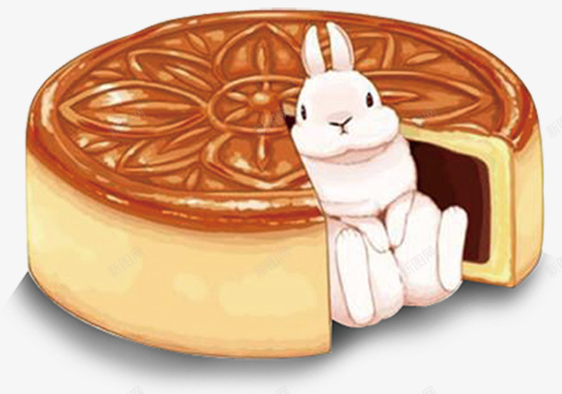 美味的月饼和小兔子png免抠素材_88icon https://88icon.com 切开的 卡通 小兔子 月饼 美味的 美食 食物