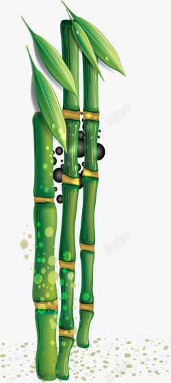 简约光点手绘绿色竹子矢量图高清图片