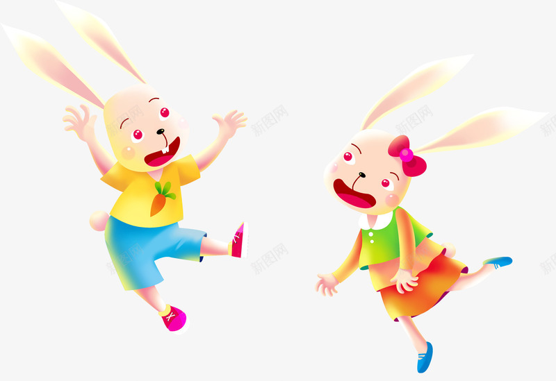 手绘跳舞的卡通兔子psd免抠素材_88icon https://88icon.com 中秋节 兔子 卡通兔子 卡通手绘 装饰图案