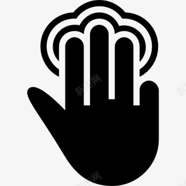 手三个手指点击手势符号的黑色手图标图标