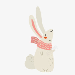 红灰色卡通冬季围巾兔子矢量图素材