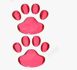 粉红色金属质感猫脚印素材