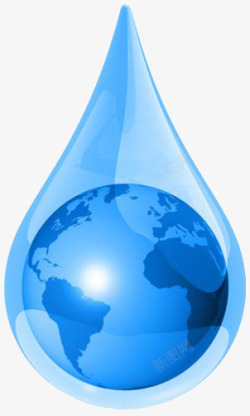 蓝色手绘地球水滴素材