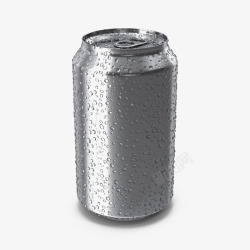 汽水罐新鲜带水珠银色简单汽水罐高清图片