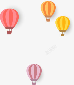 手绘彩色条纹氢气球装饰素材