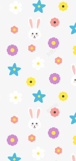 复活节多彩兔子花纹背景素材