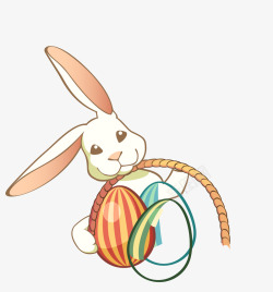 彩色拿坚果小兔子卡通矢量图素材