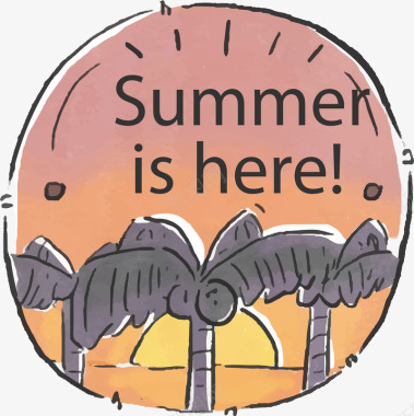 夏季创意橘子手绘卡通夏矢量图图标图标