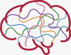 五彩线条人类大脑矢量图素材