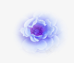蓝色绚丽手绘花朵分层素材