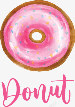 粉红水彩美味甜甜圈矢量图素材