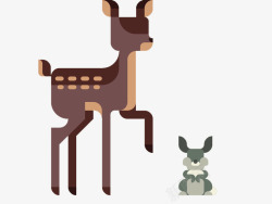 扁平化小鹿与兔子素材